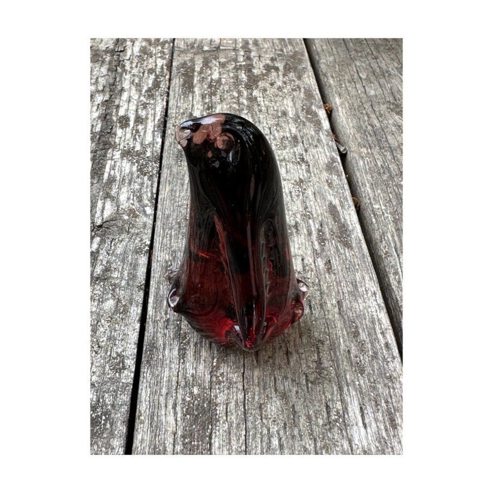 Vintage Murano Art Glass Penguin Purple Amethyst Blown Glass - See Flaw
